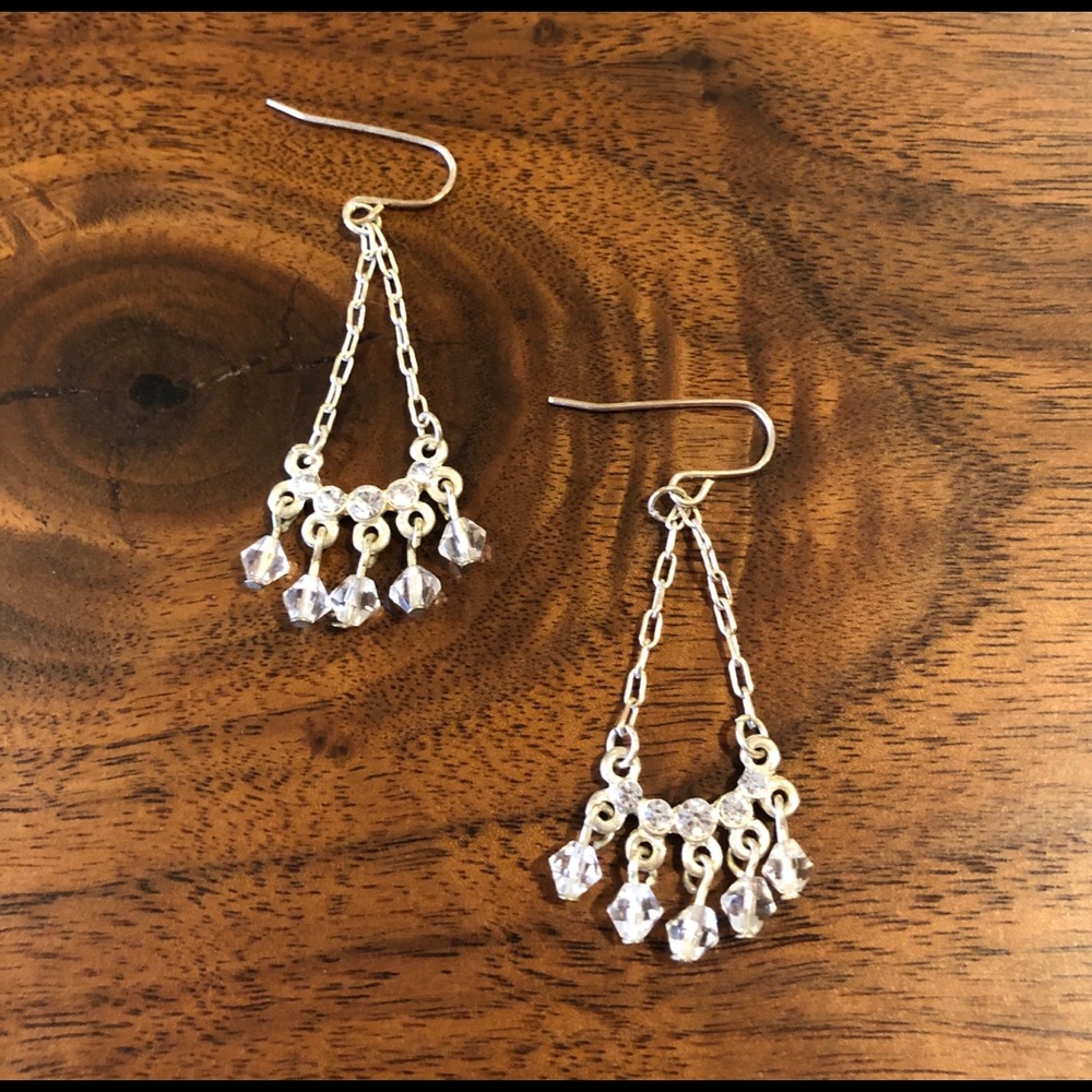 Chandelier Earrings with White Crystals